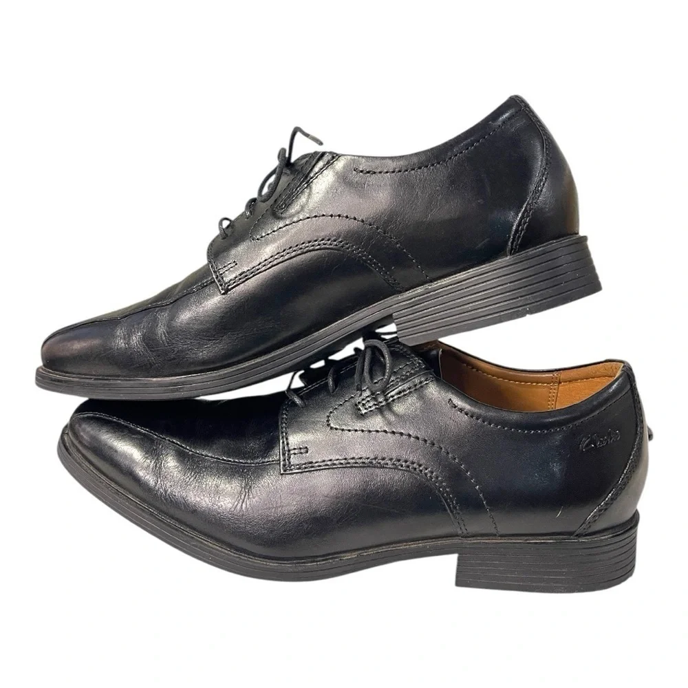 Clarks Whiddon Pace Black Leather Oxfords – Size 10W (New with Box!)